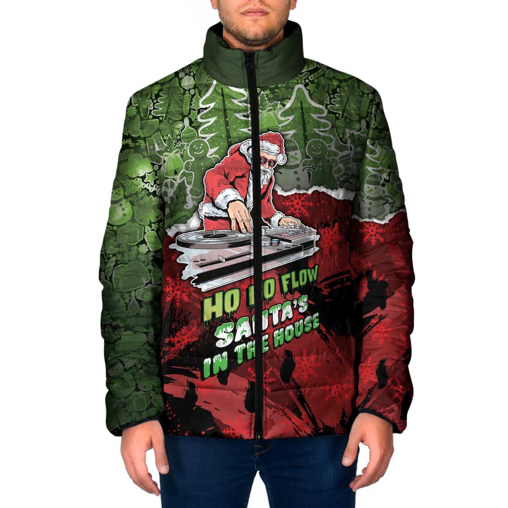 Hip Hop Christmas Padded Jacket DJ Santa Ho Ho Flow - Wonder Print Shop