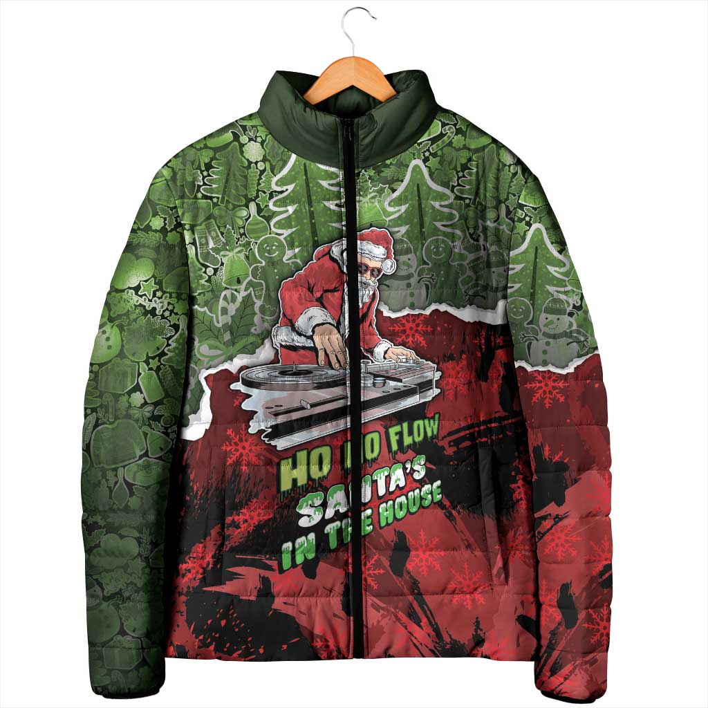 Hip Hop Christmas Padded Jacket DJ Santa Ho Ho Flow - Wonder Print Shop