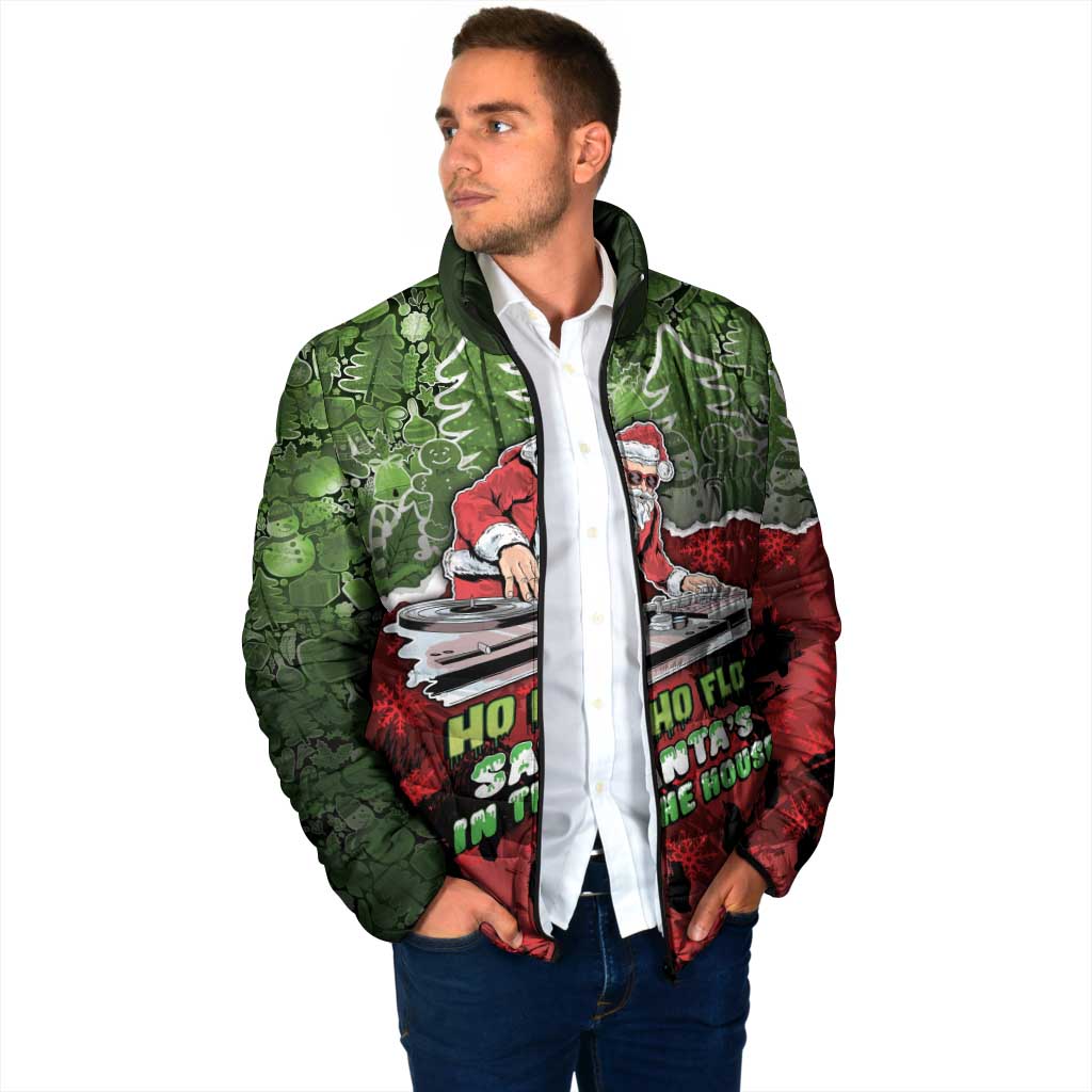 Hip Hop Christmas Padded Jacket DJ Santa Ho Ho Flow - Wonder Print Shop