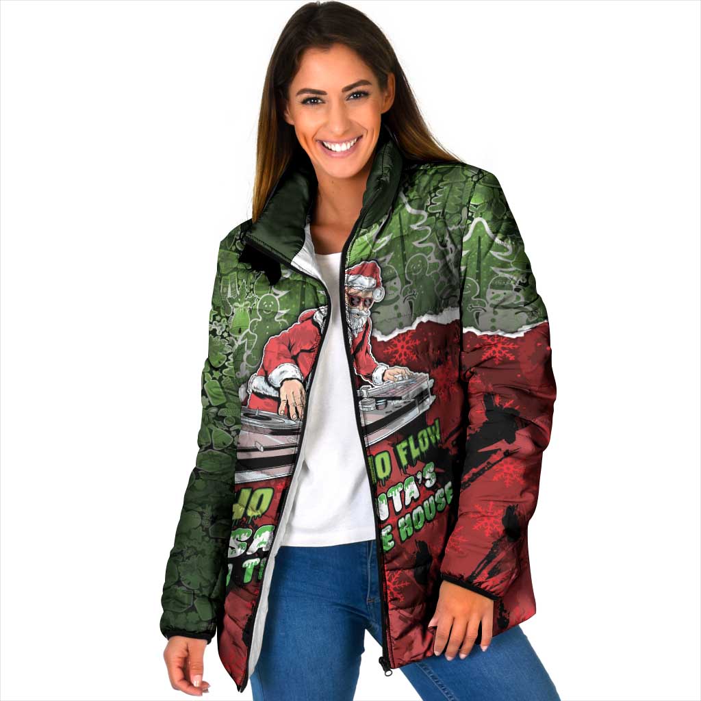Hip Hop Christmas Padded Jacket DJ Santa Ho Ho Flow - Wonder Print Shop