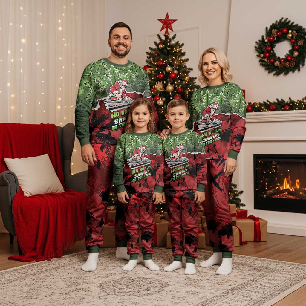 Hip Hop Christmas Pajama Set DJ Santa Ho Ho Flow - Wonder Print Shop