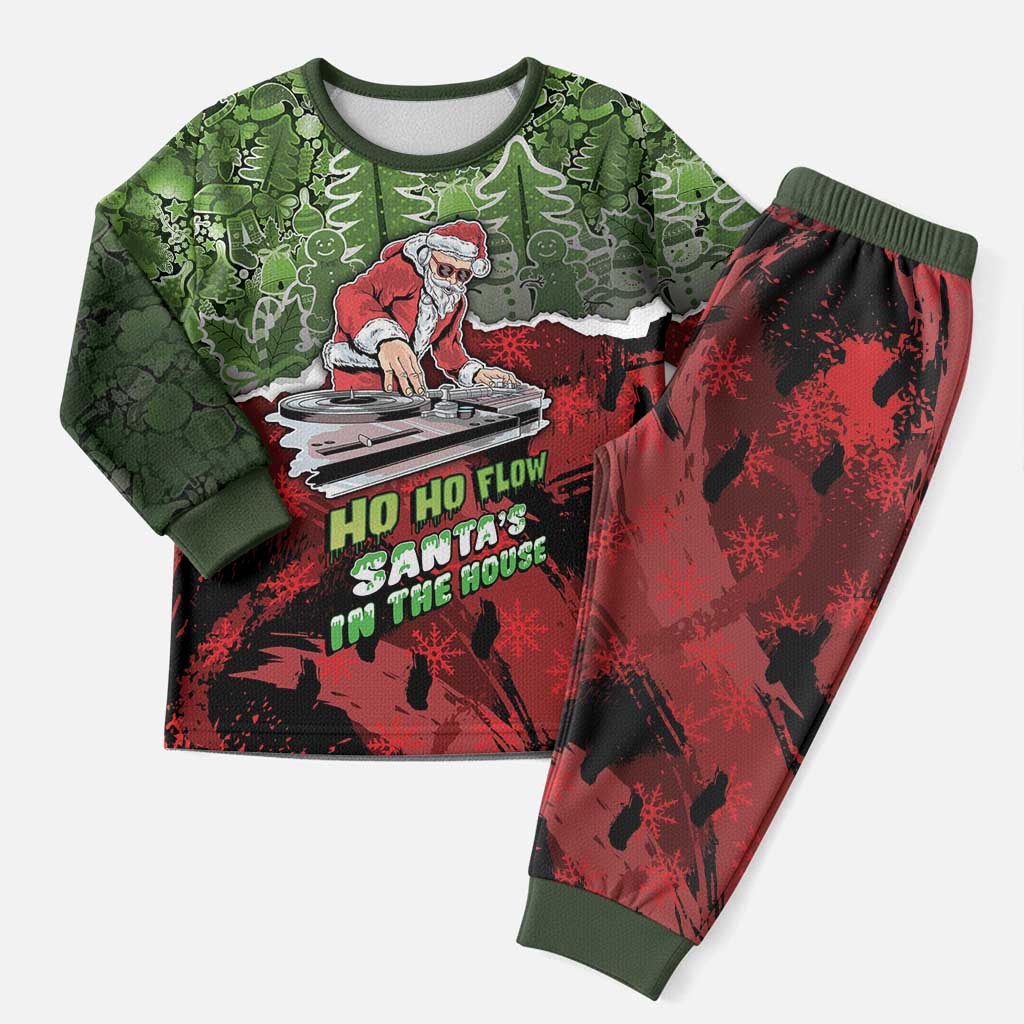 Hip Hop Christmas Pajama Set DJ Santa Ho Ho Flow - Wonder Print Shop
