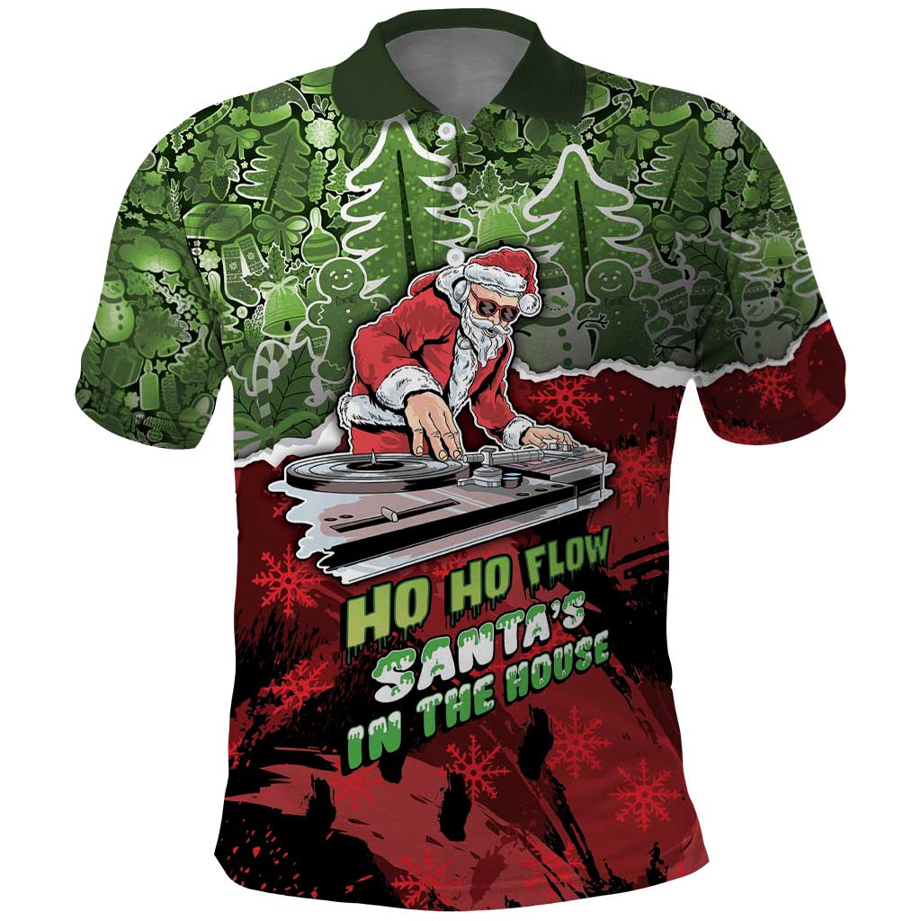 Hip Hop Christmas Polo Shirt DJ Santa Ho Ho Flow - Wonder Print Shop