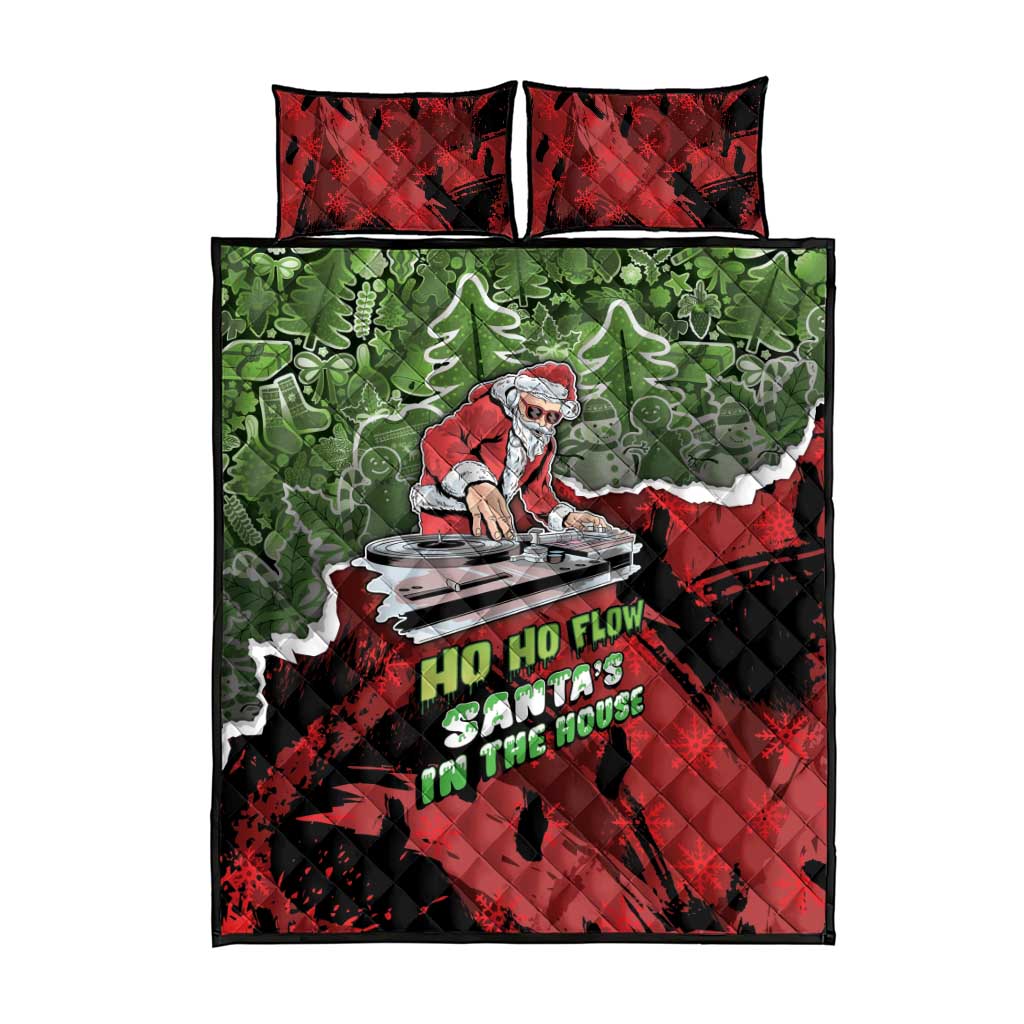 Hip Hop Christmas Quilt Bed Set DJ Santa Ho Ho Flow - Wonder Print Shop