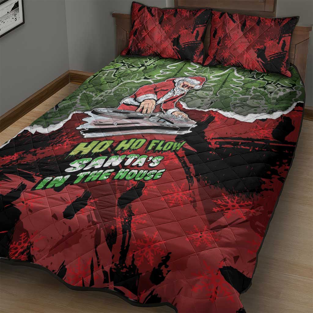 Hip Hop Christmas Quilt Bed Set DJ Santa Ho Ho Flow - Wonder Print Shop