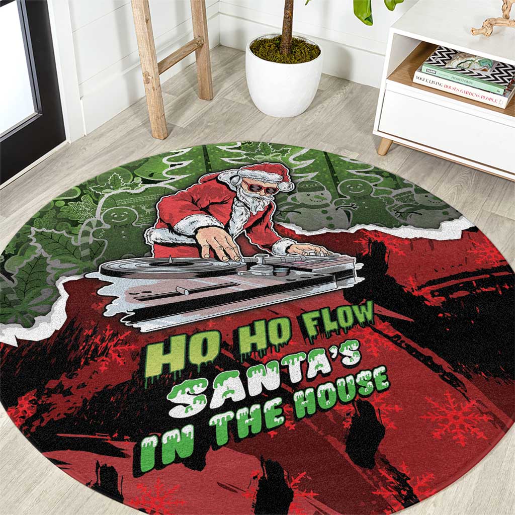 Hip Hop Christmas Round Carpet DJ Santa Ho Ho Flow - Wonder Print Shop