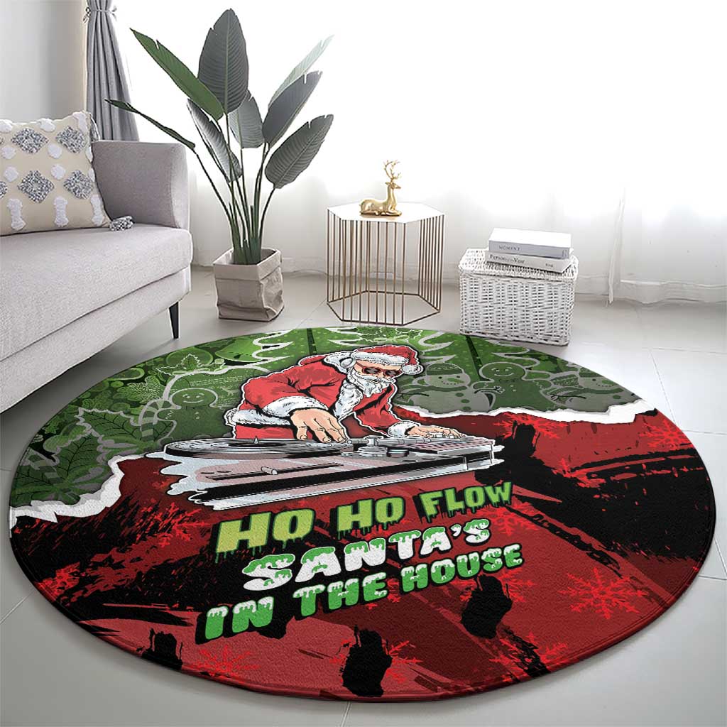 Hip Hop Christmas Round Carpet DJ Santa Ho Ho Flow - Wonder Print Shop
