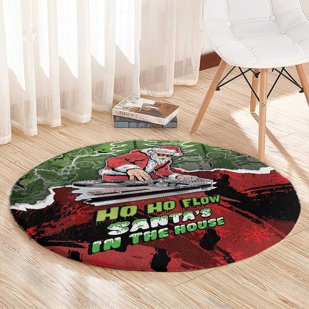 Hip Hop Christmas Round Carpet DJ Santa Ho Ho Flow - Wonder Print Shop