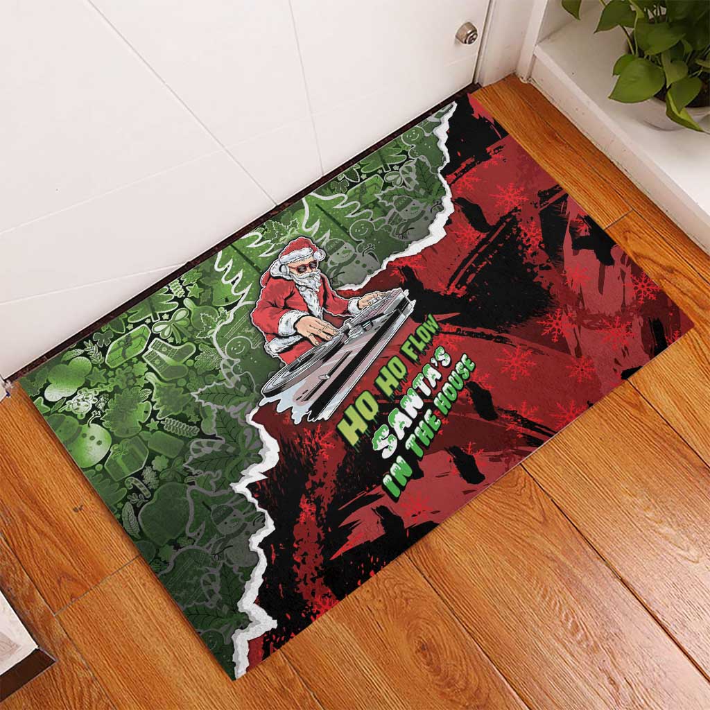 Hip Hop Christmas Rubber Doormat DJ Santa Ho Ho Flow - Wonder Print Shop