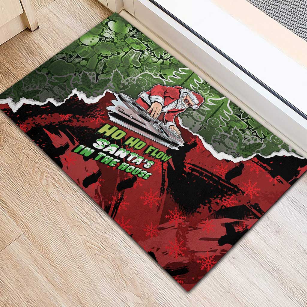Hip Hop Christmas Rubber Doormat DJ Santa Ho Ho Flow - Wonder Print Shop