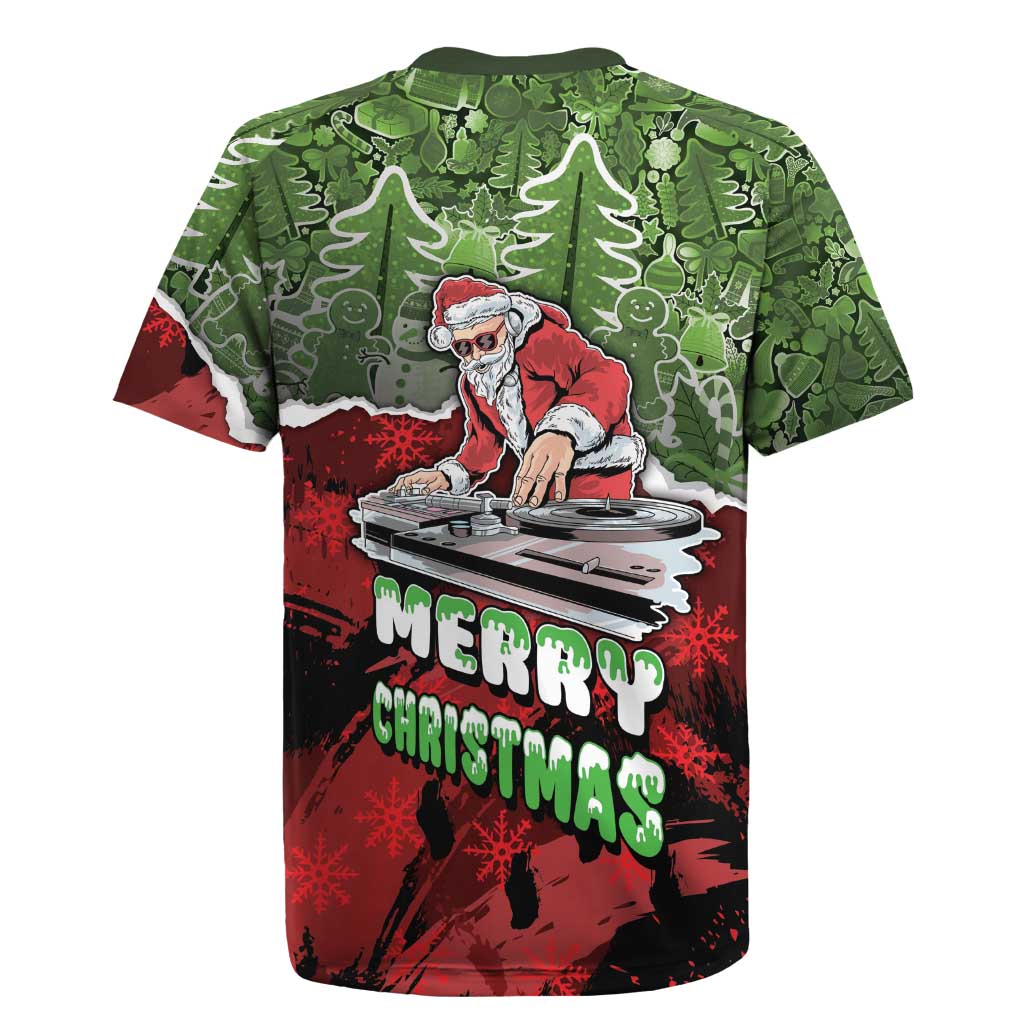 Hip Hop Christmas Rugby Jersey DJ Santa Ho Ho Flow - Wonder Print Shop