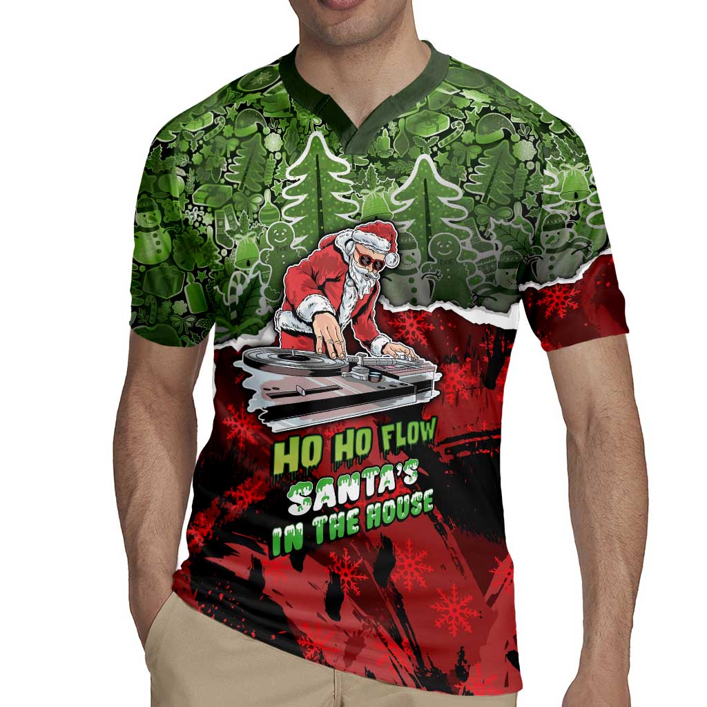 Hip Hop Christmas Rugby Jersey DJ Santa Ho Ho Flow - Wonder Print Shop
