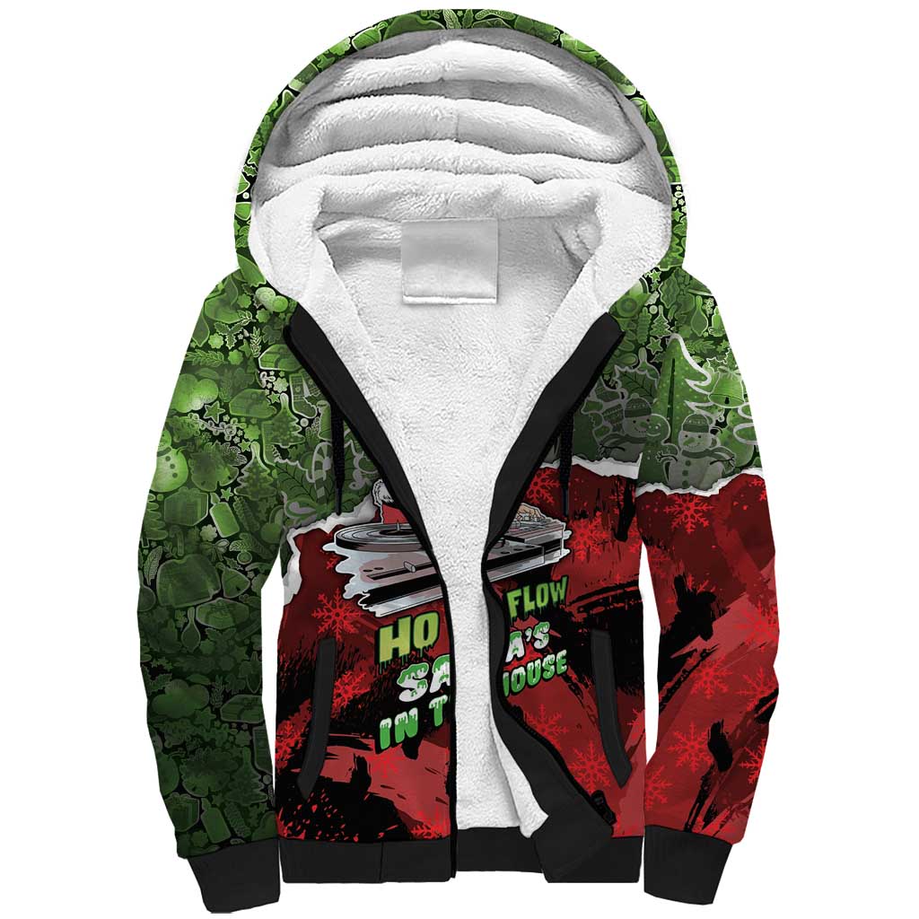 Hip Hop Christmas Sherpa Hoodie DJ Santa Ho Ho Flow - Wonder Print Shop