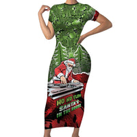 Hip Hop Christmas Short Sleeve Bodycon Dress DJ Santa Ho Ho Flow - Wonder Print Shop