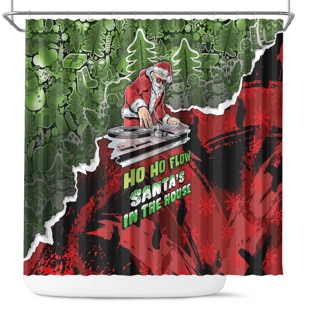 Hip Hop Christmas Shower Curtain DJ Santa Ho Ho Flow - Wonder Print Shop