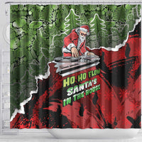 Hip Hop Christmas Shower Curtain DJ Santa Ho Ho Flow - Wonder Print Shop