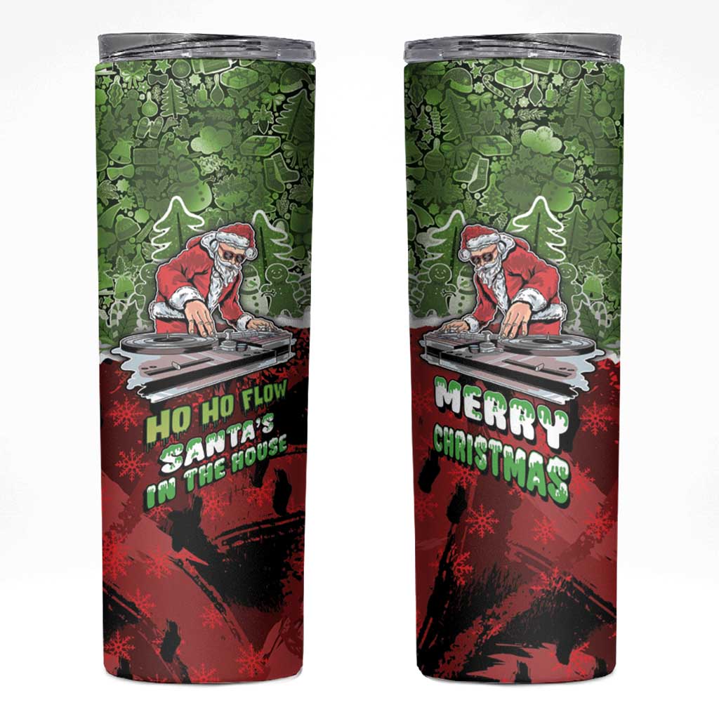 Hip Hop Christmas Skinny Tumbler DJ Santa Ho Ho Flow - Wonder Print Shop