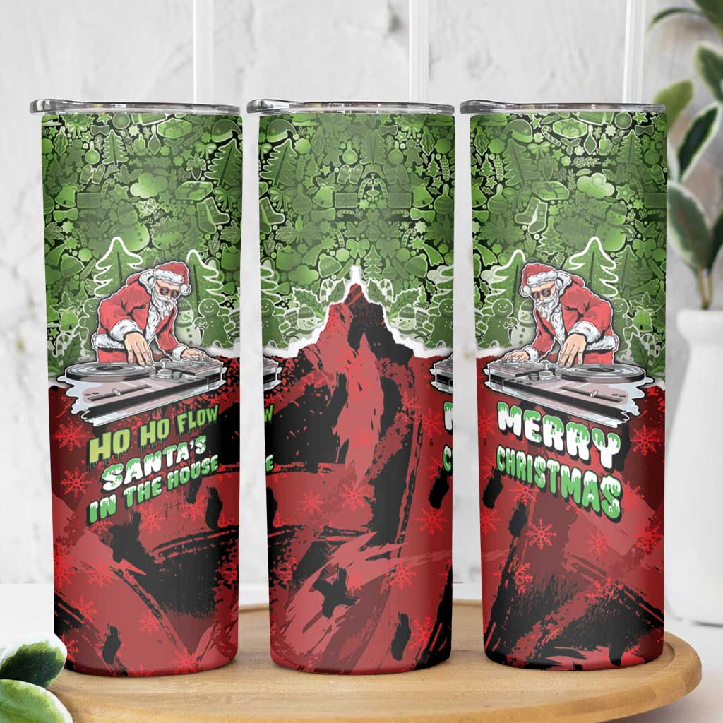 Hip Hop Christmas Skinny Tumbler DJ Santa Ho Ho Flow - Wonder Print Shop