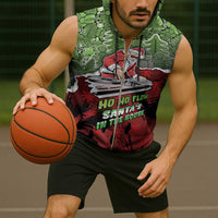 Hip Hop Christmas Sleeveless Zip Hoodie DJ Santa Ho Ho Flow - Wonder Print Shop