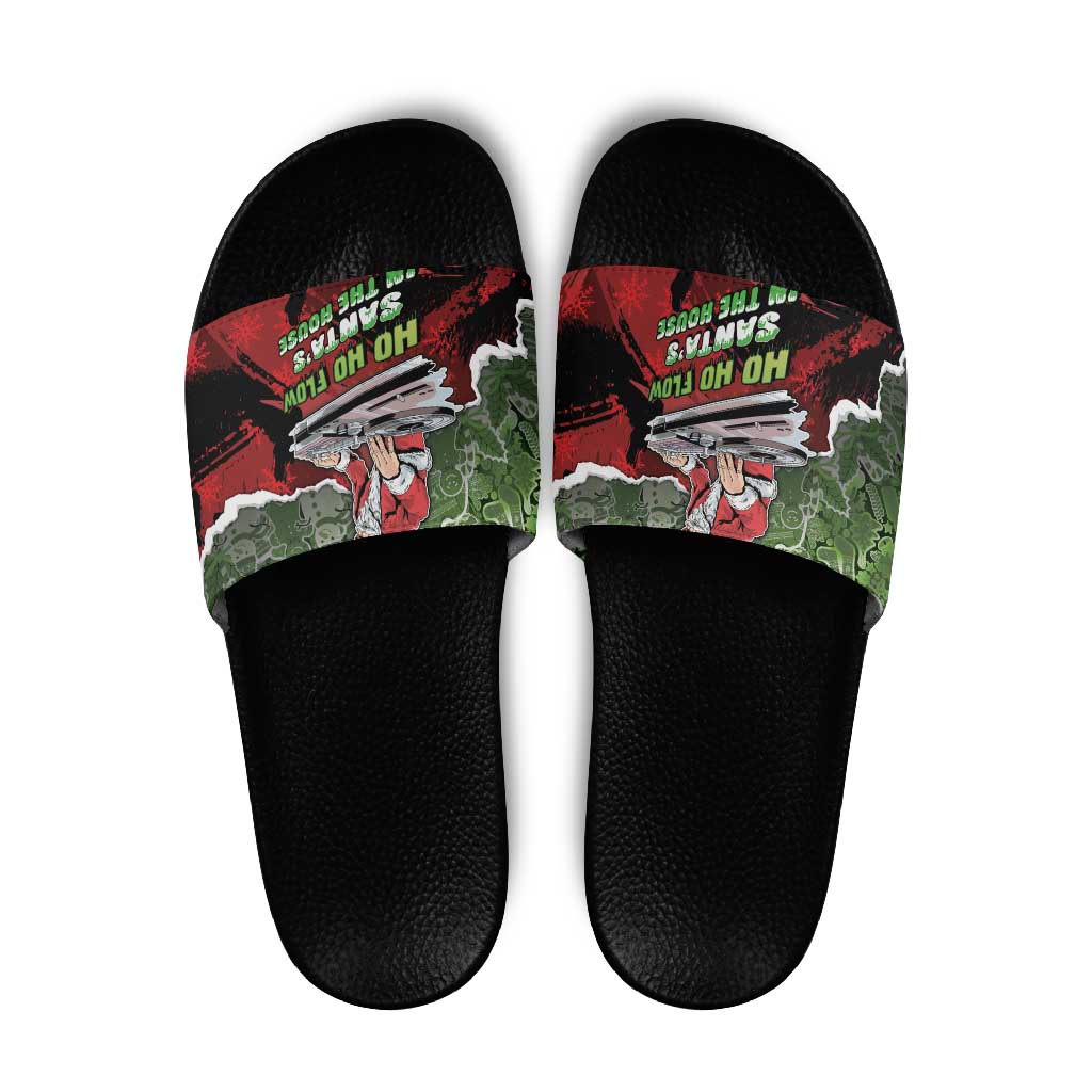 Hip Hop Christmas Slide Sandals DJ Santa Ho Ho Flow - Wonder Print Shop