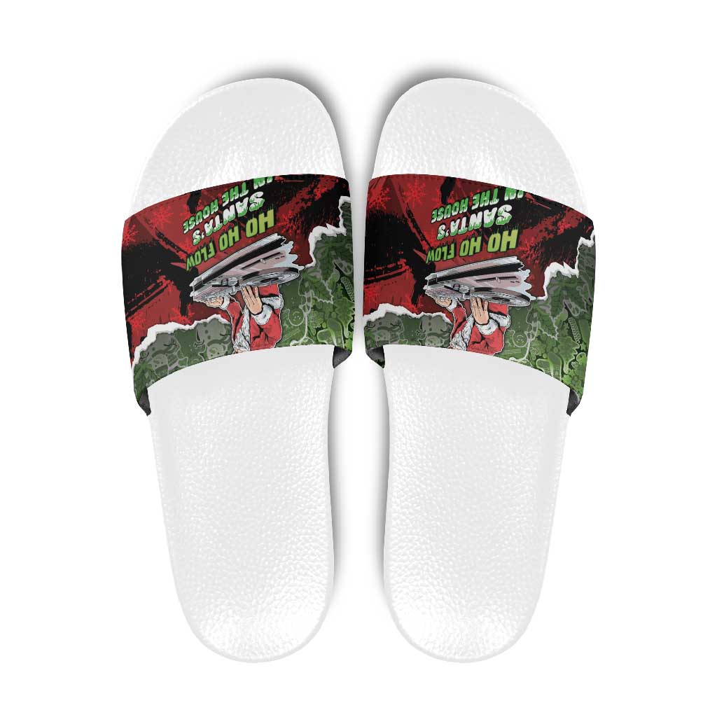 Hip Hop Christmas Slide Sandals DJ Santa Ho Ho Flow - Wonder Print Shop
