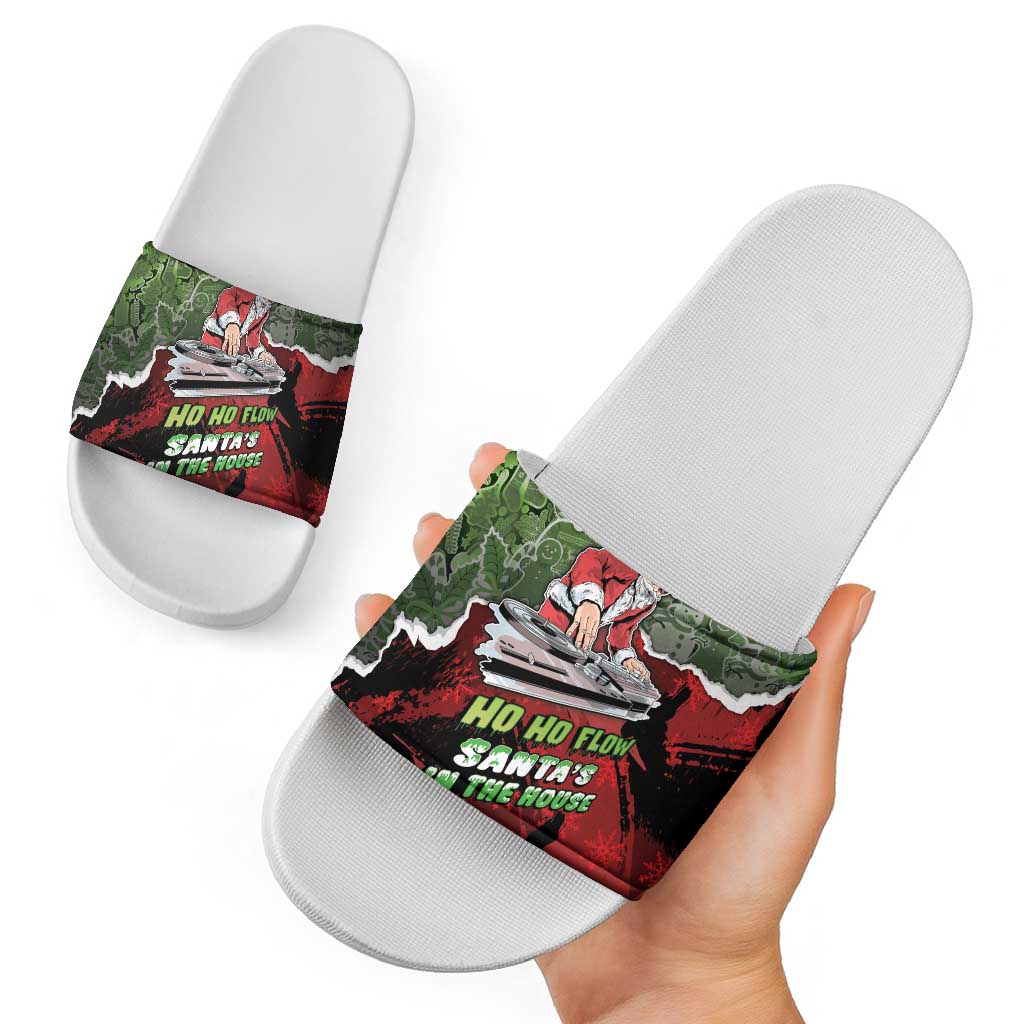Hip Hop Christmas Slide Sandals DJ Santa Ho Ho Flow - Wonder Print Shop