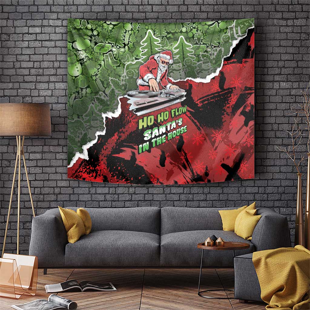 Hip Hop Christmas Tapestry DJ Santa Ho Ho Flow - Wonder Print Shop