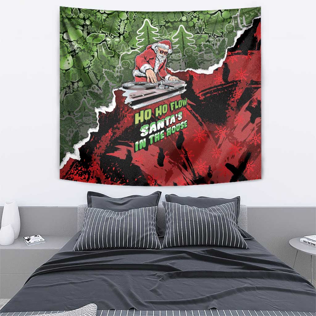 Hip Hop Christmas Tapestry DJ Santa Ho Ho Flow - Wonder Print Shop