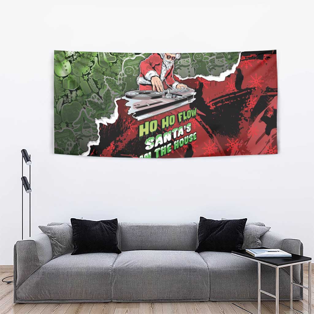 Hip Hop Christmas Tapestry DJ Santa Ho Ho Flow - Wonder Print Shop
