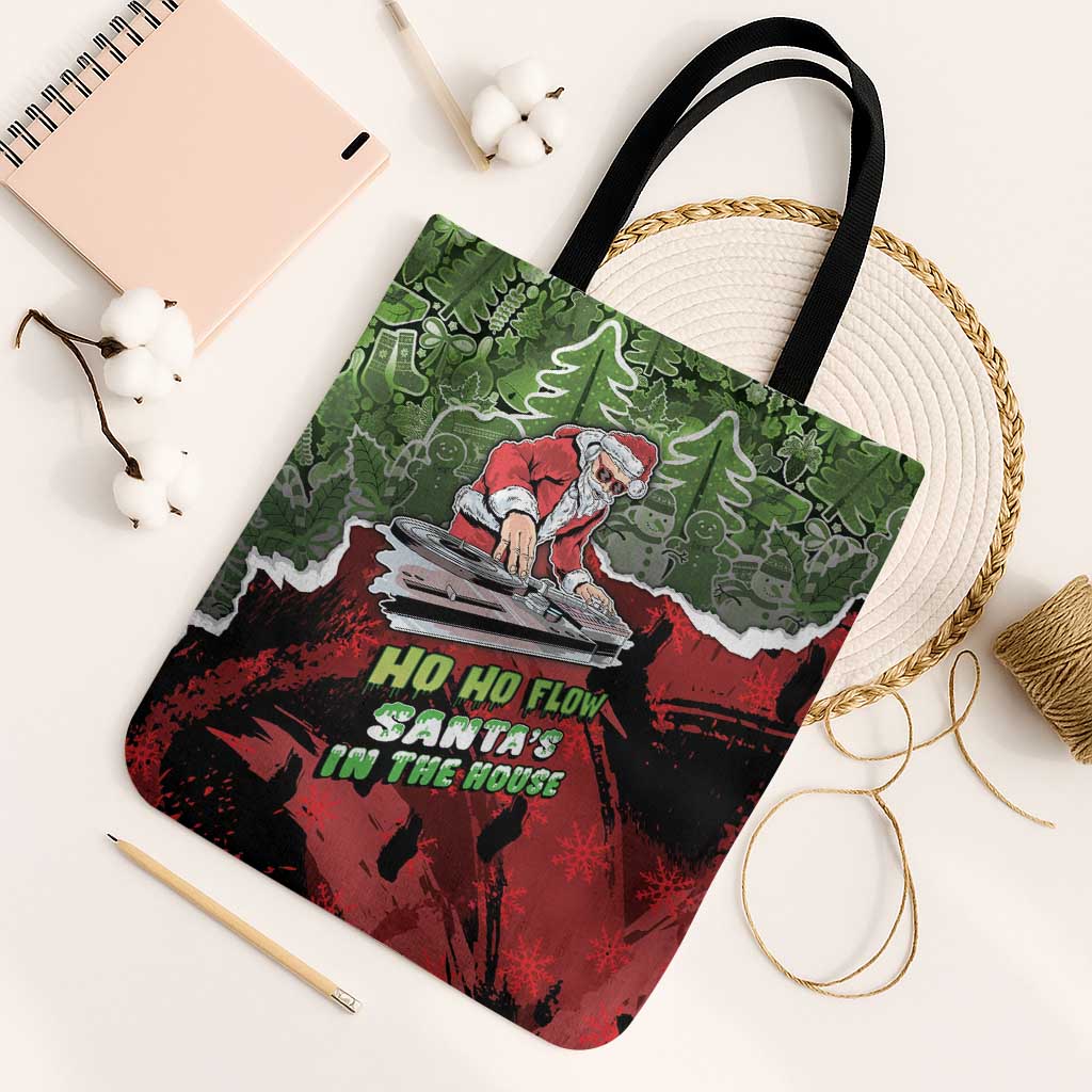 Hip Hop Christmas Tote Bag DJ Santa Ho Ho Flow - Wonder Print Shop