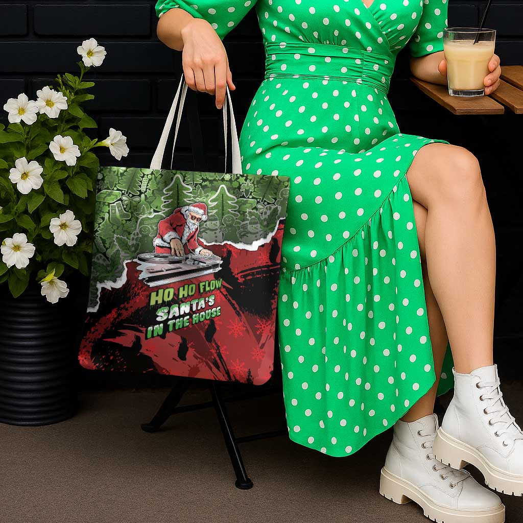 Hip Hop Christmas Tote Bag DJ Santa Ho Ho Flow - Wonder Print Shop