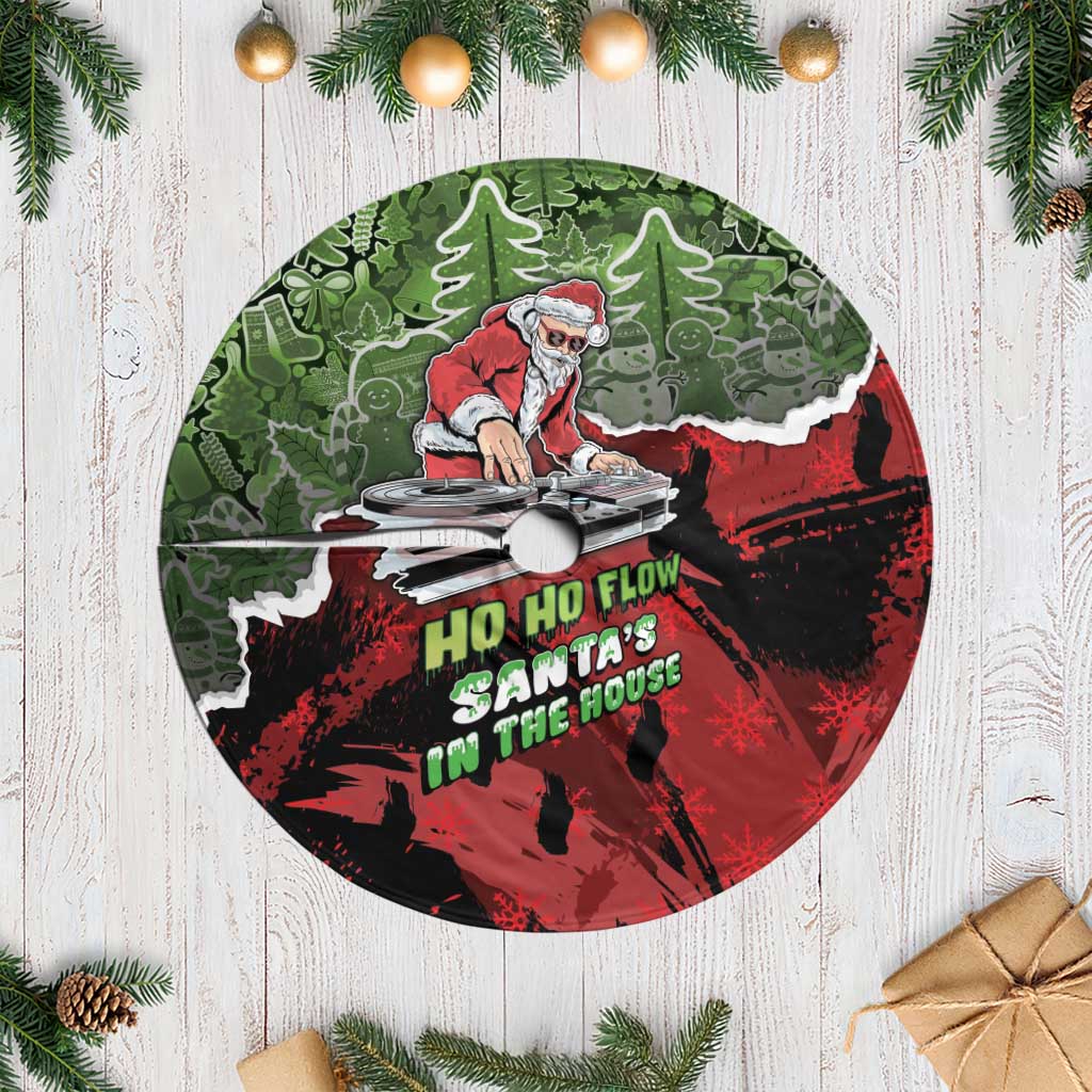 Hip Hop Christmas Tree Skirt DJ Santa Ho Ho Flow - Wonder Print Shop