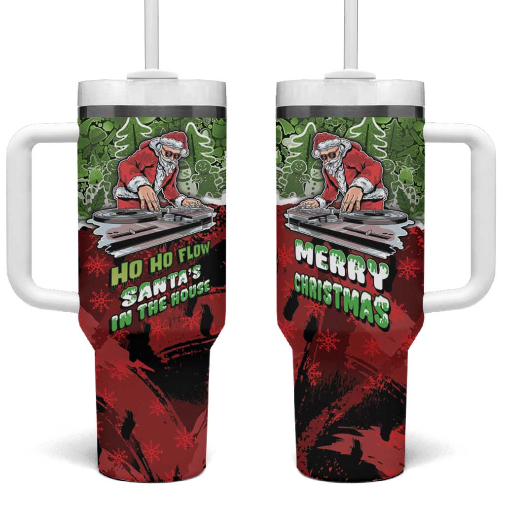 Hip Hop Christmas Tumbler With Handle DJ Santa Ho Ho Flow - Wonder Print Shop