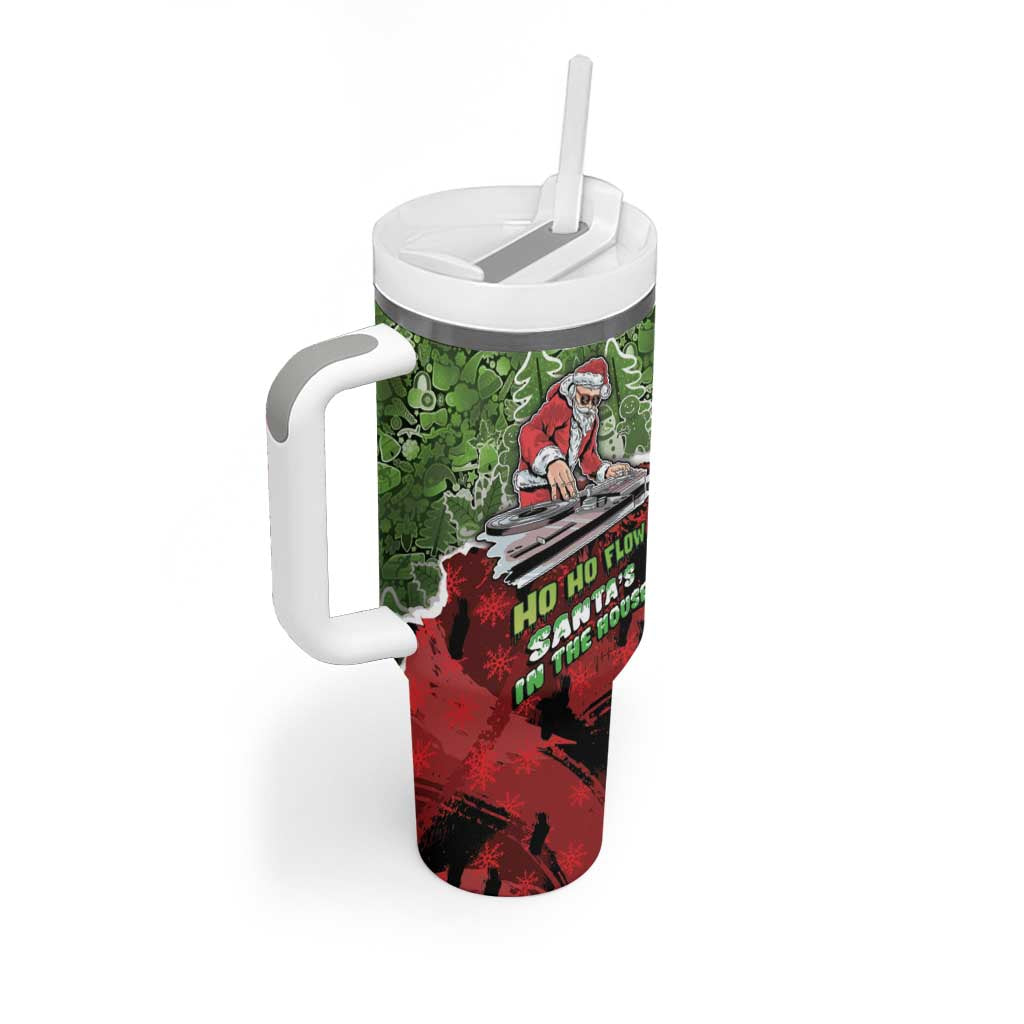 Hip Hop Christmas Tumbler With Handle DJ Santa Ho Ho Flow - Wonder Print Shop