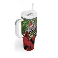 Hip Hop Christmas Tumbler With Handle DJ Santa Ho Ho Flow - Wonder Print Shop