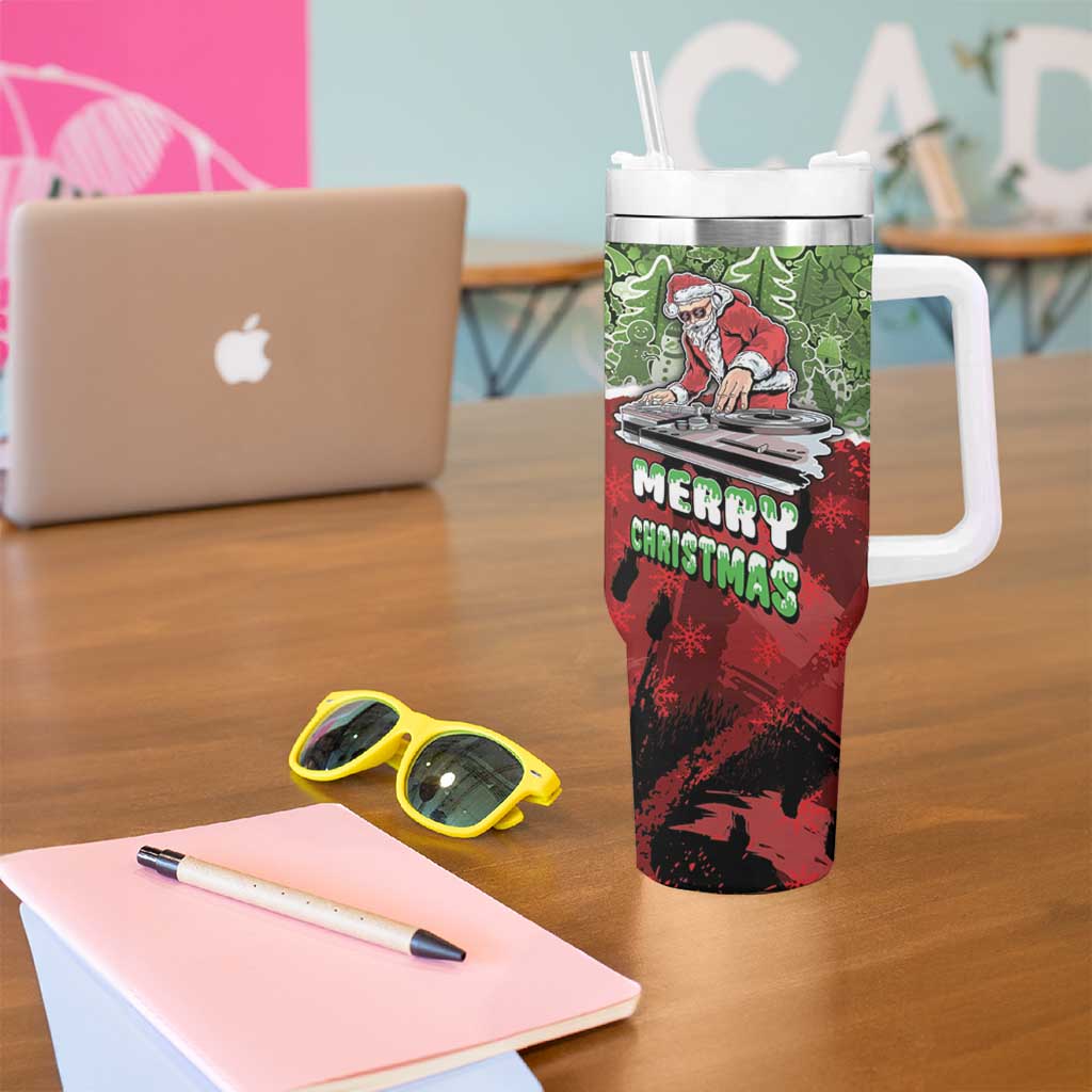 Hip Hop Christmas Tumbler With Handle DJ Santa Ho Ho Flow - Wonder Print Shop