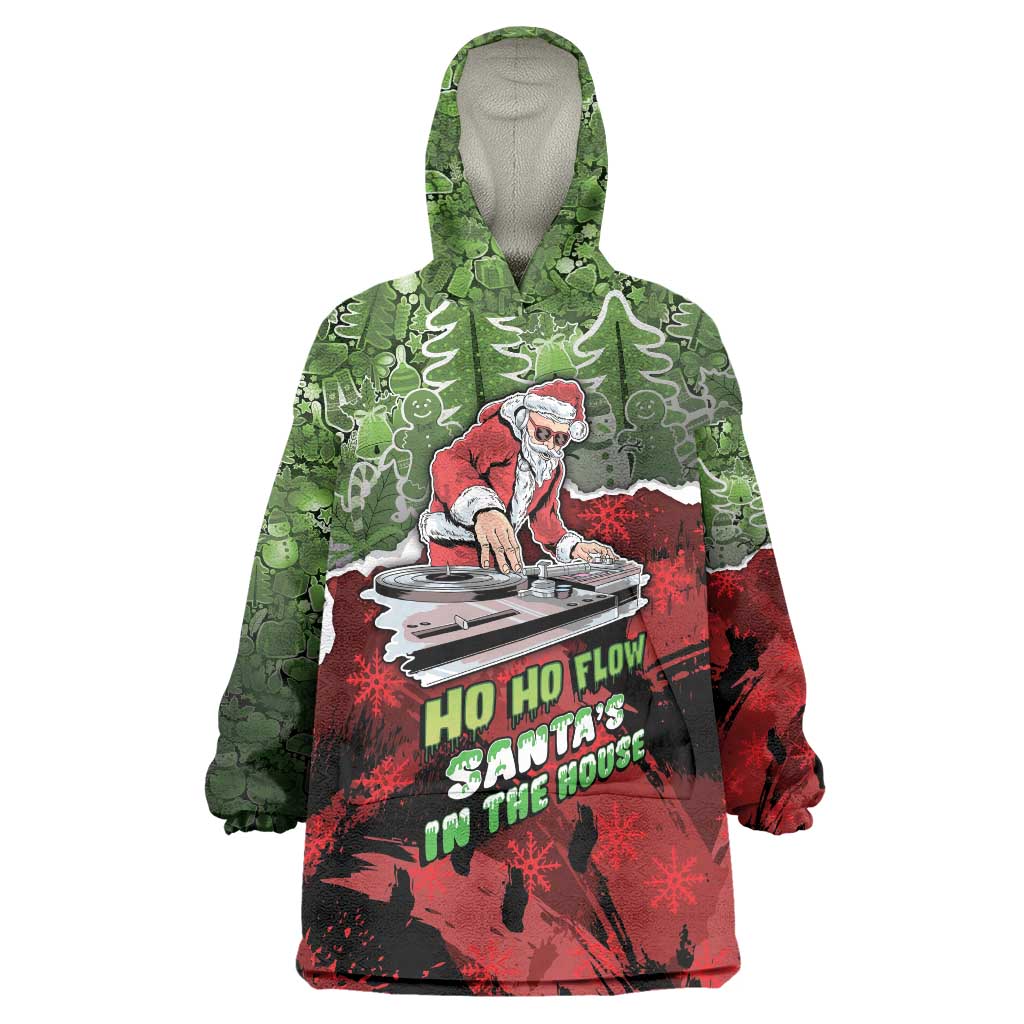 Hip Hop Christmas Wearable Blanket Hoodie DJ Santa Ho Ho Flow - Wonder Print Shop
