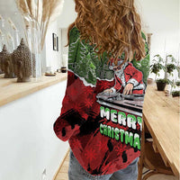 Hip Hop Christmas Women Casual Shirt DJ Santa Ho Ho Flow - Wonder Print Shop