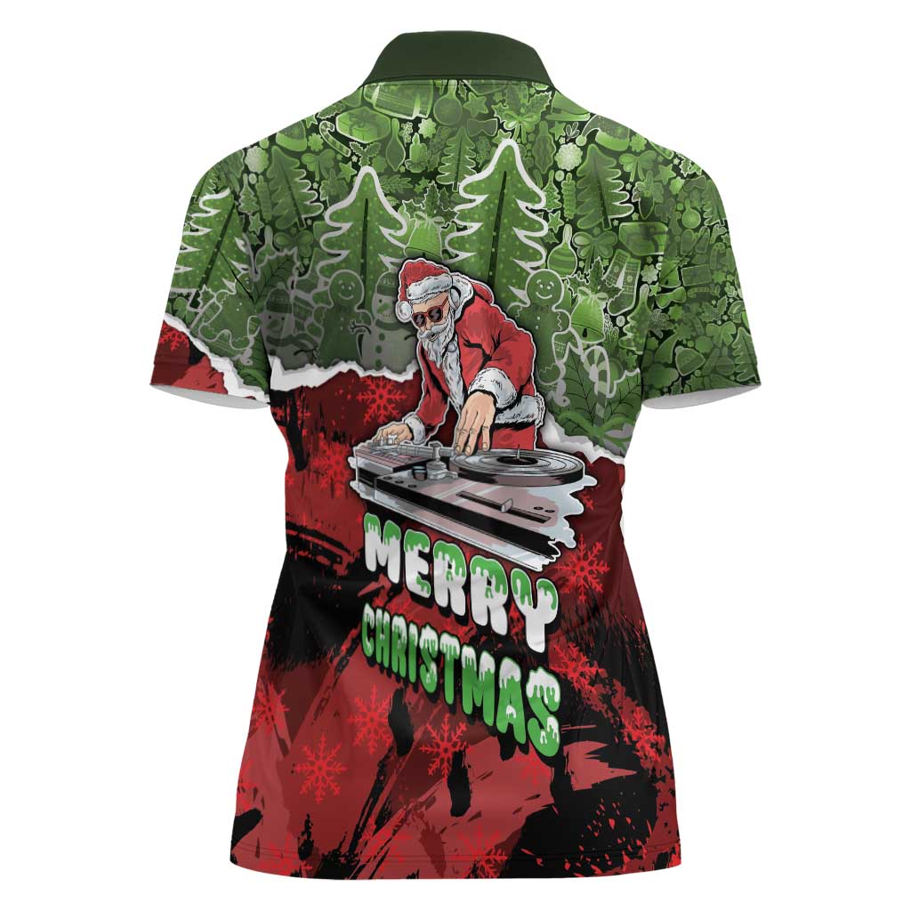 Hip Hop Christmas Women Polo Shirt DJ Santa Ho Ho Flow - Wonder Print Shop