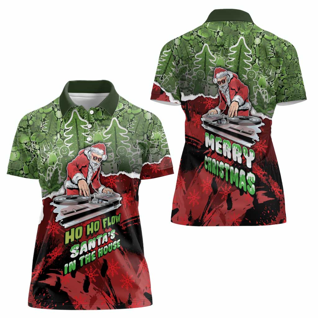 Hip Hop Christmas Women Polo Shirt DJ Santa Ho Ho Flow - Wonder Print Shop