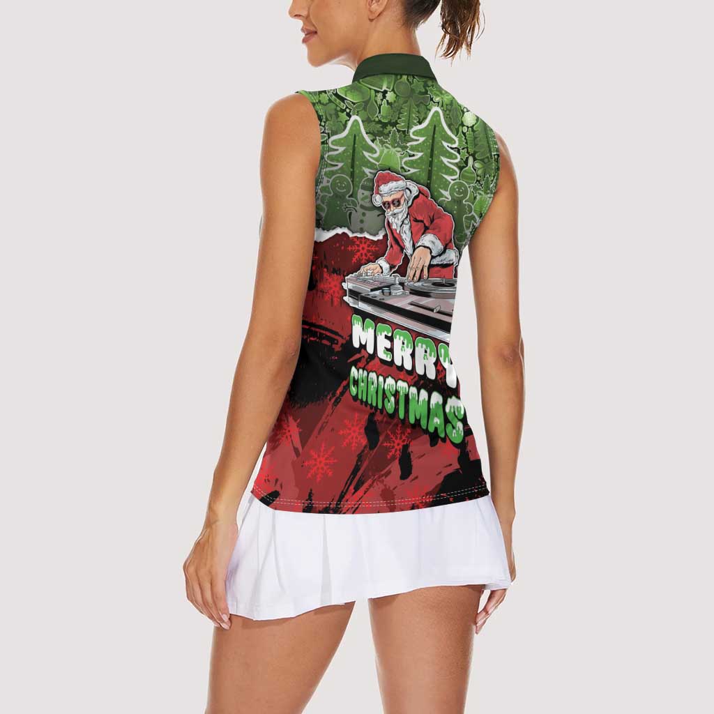 Hip Hop Christmas Women Sleeveless Polo Shirt DJ Santa Ho Ho Flow - Wonder Print Shop