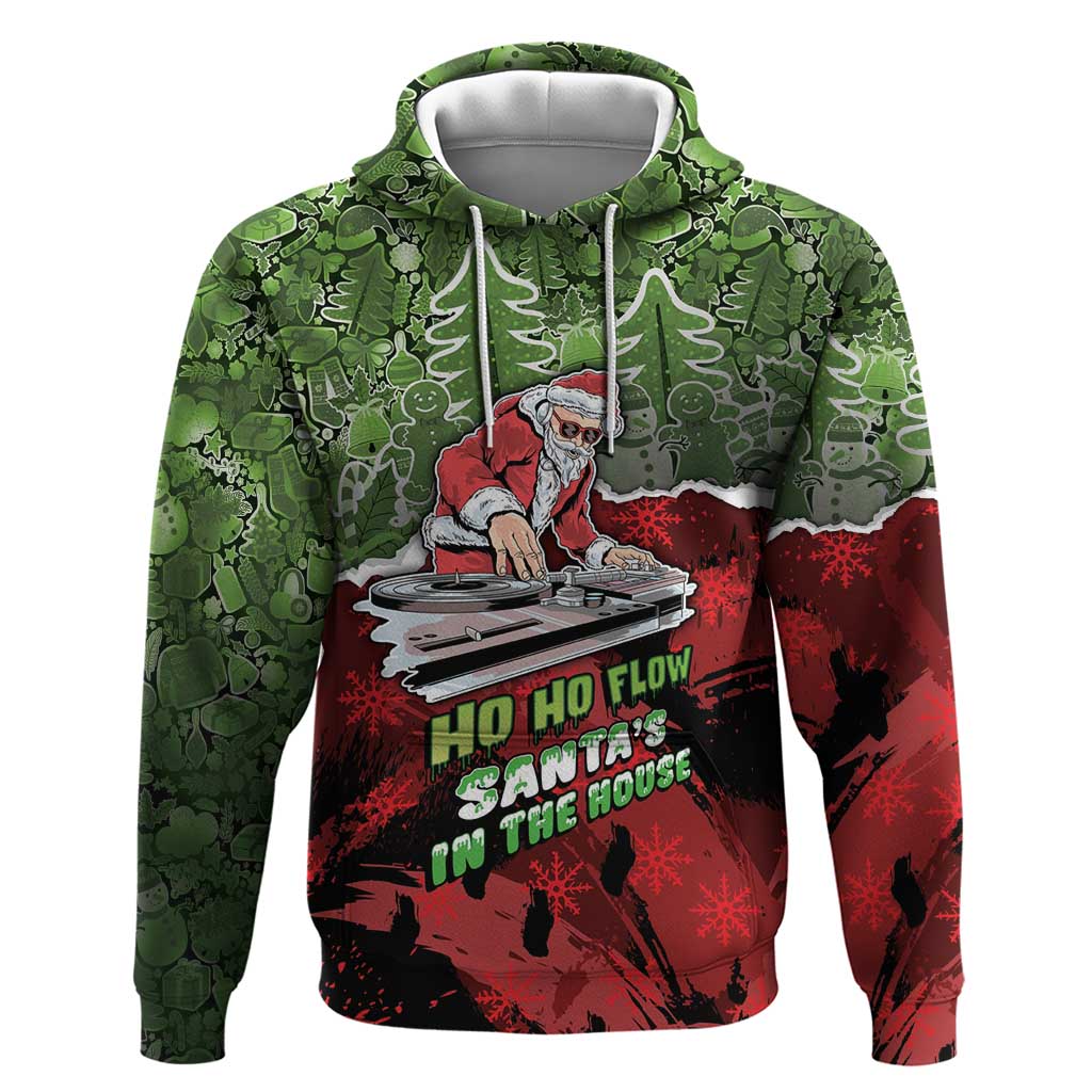 Hip Hop Christmas Zip Hoodie DJ Santa Ho Ho Flow - Wonder Print Shop
