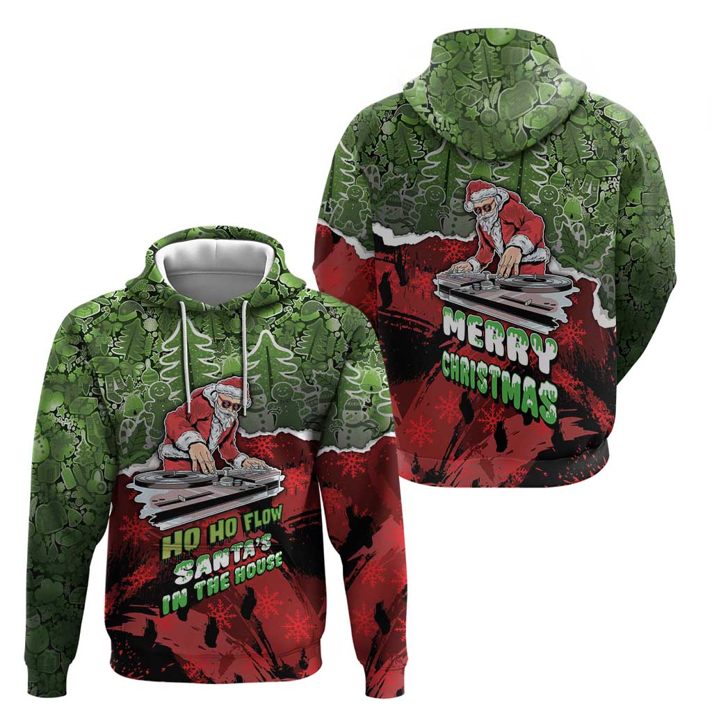 Hip Hop Christmas Zip Hoodie DJ Santa Ho Ho Flow - Wonder Print Shop