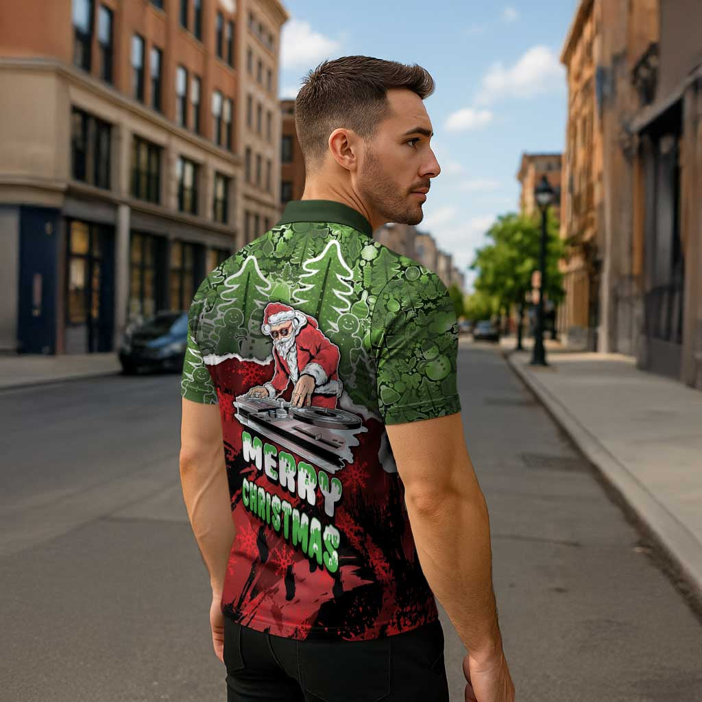 Hip Hop Christmas Zipper Polo Shirt DJ Santa Ho Ho Flow - Wonder Print Shop