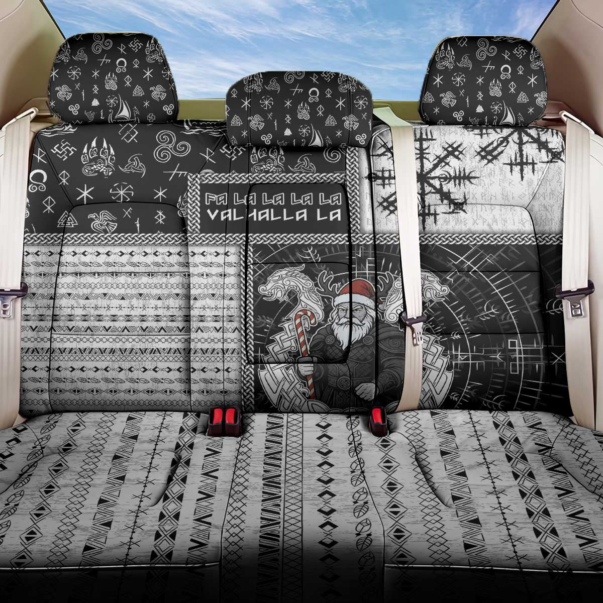 Vikings Christmas Back Car Seat Cover Fa La La La Valhalla La - Wonder Print Shop