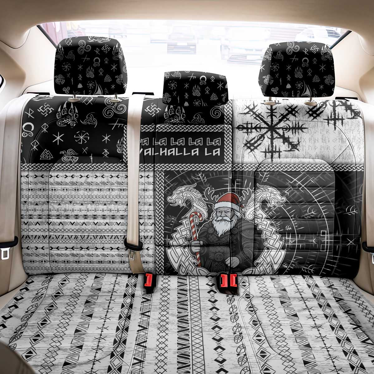 Vikings Christmas Back Car Seat Cover Fa La La La Valhalla La - Wonder Print Shop