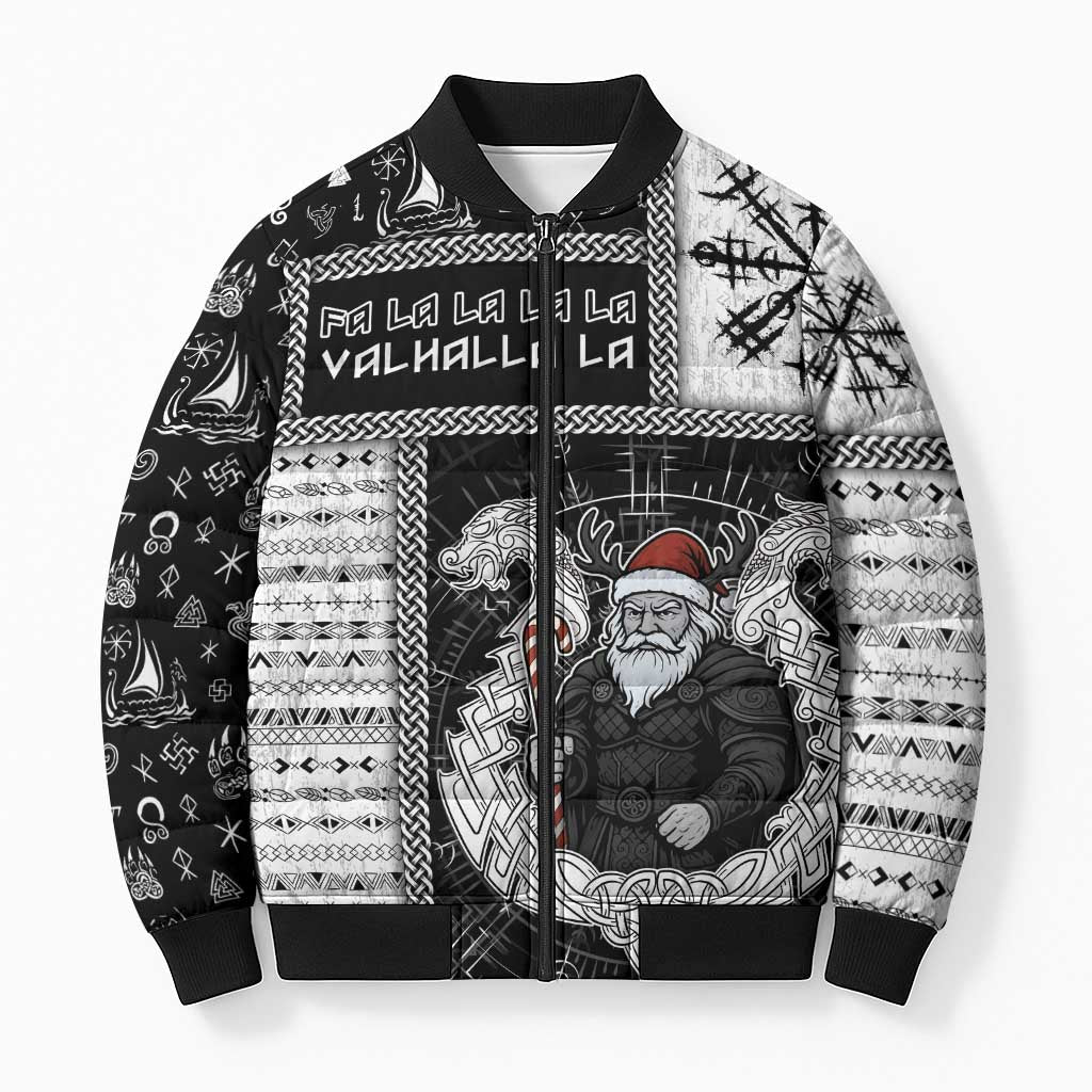 Vikings Christmas Bomber Puffer Jacket Fa La La La Valhalla La - Wonder Print Shop