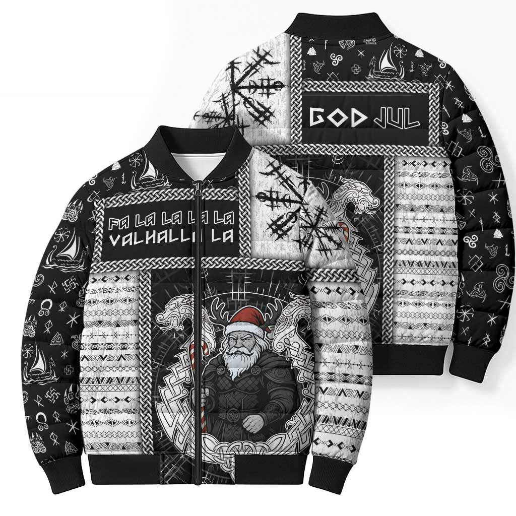 Vikings Christmas Bomber Puffer Jacket Fa La La La Valhalla La - Wonder Print Shop