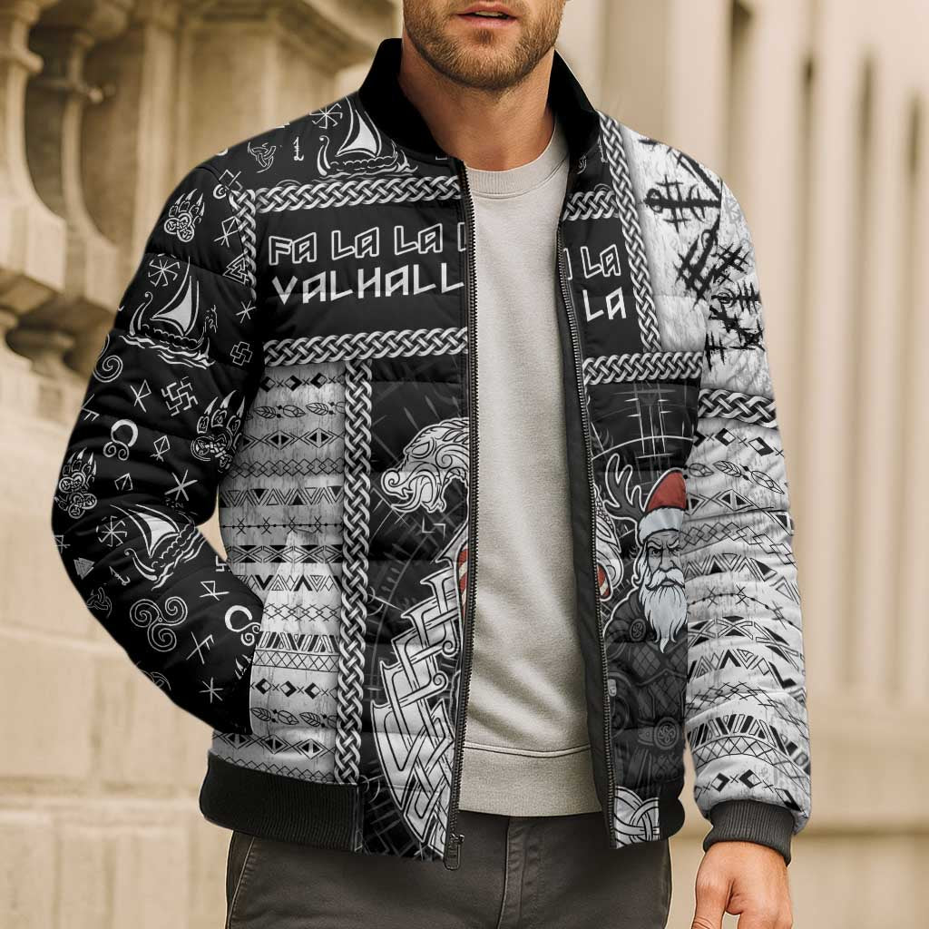 Vikings Christmas Bomber Puffer Jacket Fa La La La Valhalla La - Wonder Print Shop