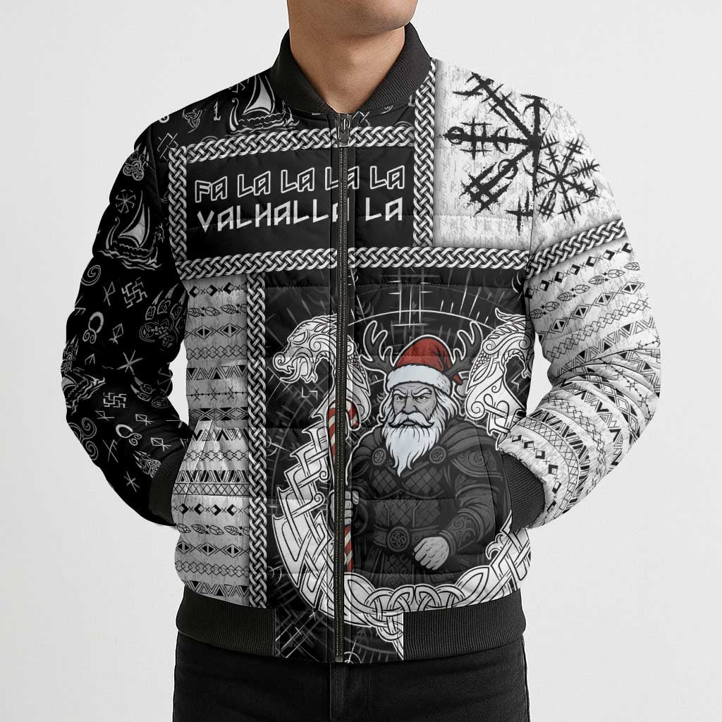 Vikings Christmas Bomber Puffer Jacket Fa La La La Valhalla La - Wonder Print Shop